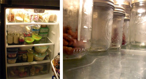No labels in the fridge. Jars ready to be filled.