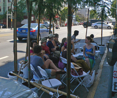 PARK(ing) day on Valencia Street, SF. Photo by pagedesign, Creative Commons.