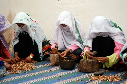 Berber women are able to support themselves and take a first step toward independence by working in cooperatives.