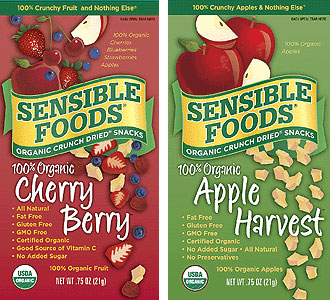 Sensible Foods organic Cherry Berry & organic Apple Harvest.