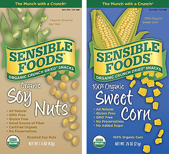Sensible Foods organic Soy Nuts & organic Sweet Corn.