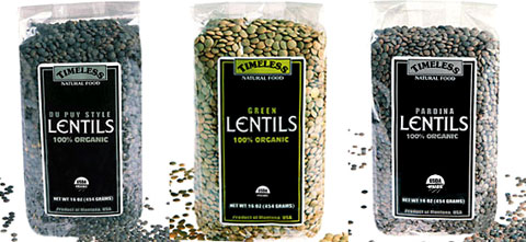 Timeless Natural Food Du Puy Style, Green & Pardina lentils, all 100% organic.