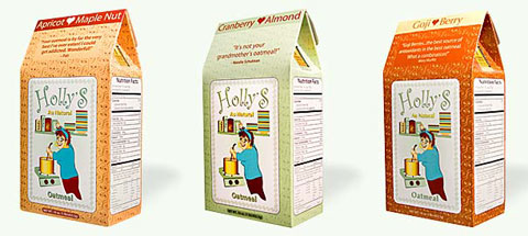 Holly's Oatmeal: Apricot Maple Nut, Cranberry Almond & Goji Berry blends.