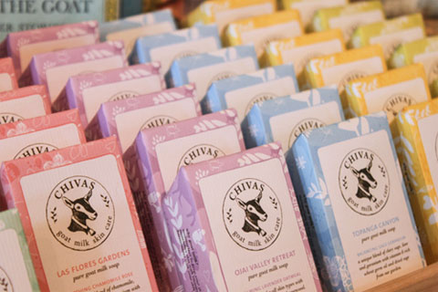 Made with fresh goat milk and all-natural ingredients, the soaps are also packaged and labeled by hand, right on the farm.