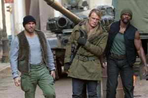 Lundgren, as we are used to seeing him, in Expendables 2, probably getting ready to blow something up.