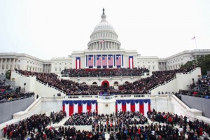 An estimated 600,000 braved cold temperatures to gather at the Capitol for Barack Obama's second inauguration. Photo via The New York Times.